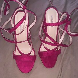 Public Desire Fuchsia Lace Up Heels